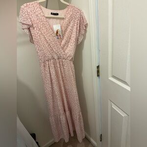 Pink Leopard Print Maxi Dress NWT
